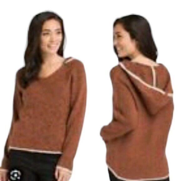 Prana Shine On Sweater Hoodie Size S Kangaroo Pocket Long Sleeve Rust Soft - Picture 12 of 12